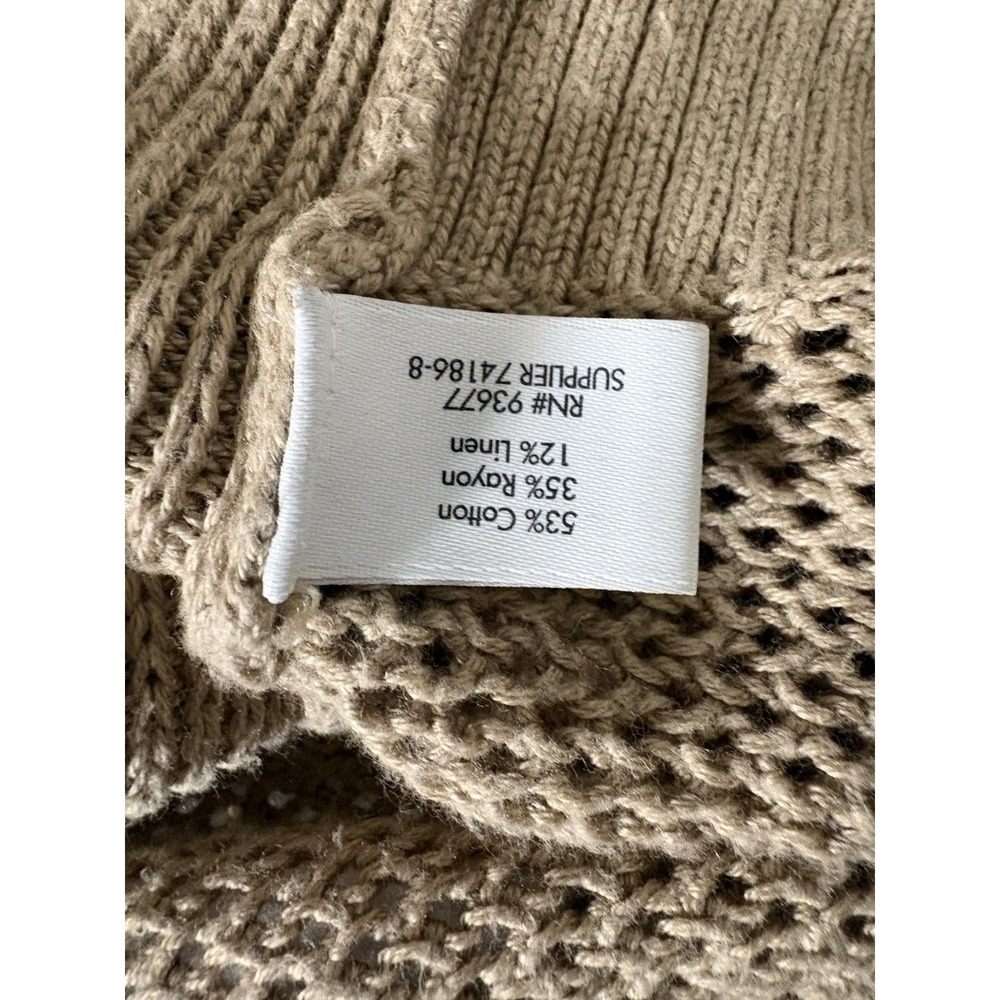 Stylus Beige Open-Knit Cotton Crew Neck Pullover Long Sleeve Lightweight XL - Picture 11 of 11